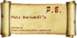 Petz Barnabás névjegykártya