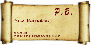Petz Barnabás névjegykártya