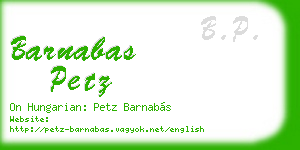 barnabas petz business card