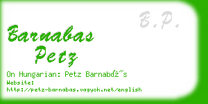 barnabas petz business card